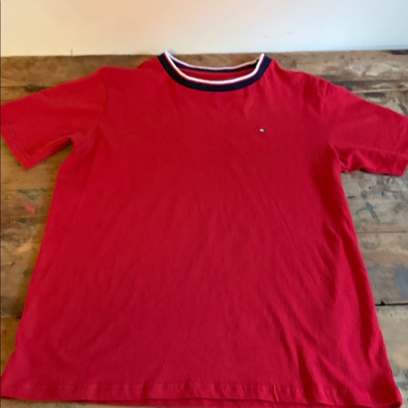 Tommy Hilfiger Other - Tommy Hilfiger Kids Bright Red Short Sleeve Crew Tee with Striped Neck